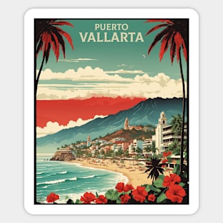 Puerto Vallarta Mexico Vintage Poster Tourism 2 Sticker